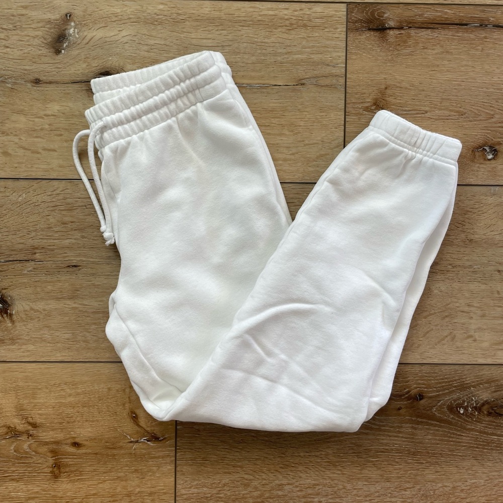 Aritzia TNA Cozy AF Fleece Sweatpants White S